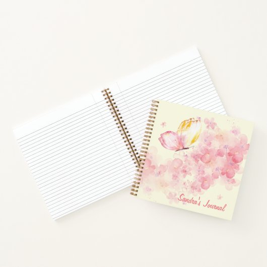 水パーソナライズされた色の蝶と花 ノートブック (内部)