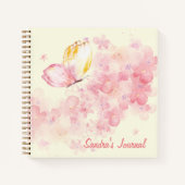 水パーソナライズされた色の蝶と花 ノートブック (正面)