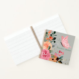 水パーソナライズされた色の蝶と花 ノートブック