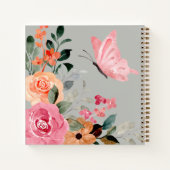 水パーソナライズされた色の蝶と花 ノートブック (裏面)