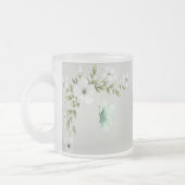 水パーソナライズされた色の蝶と花 フロストグラスマグカップ (左)