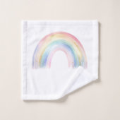 水パーソナライズされた色の象の虹 バスタオルセット (ウォッシュタオル)