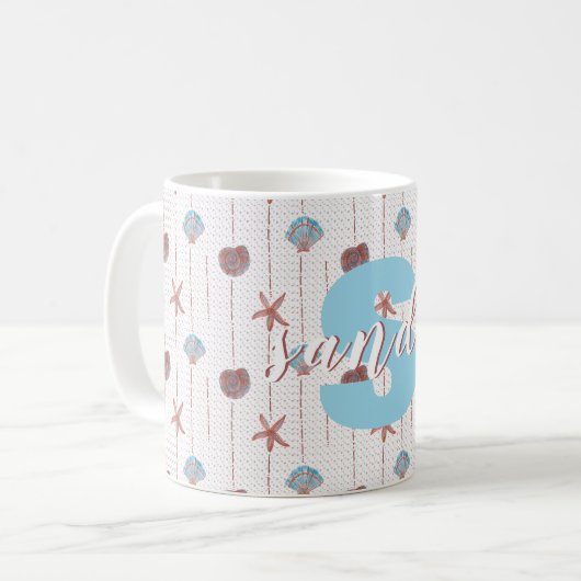 水パーソナライズされた色の貝殻 コーヒーマグカップ (正面左)