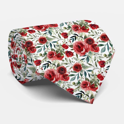 水パーソナライズされた色の赤いバラ ネクタイ (ロール)