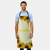 水パーソナライズされた色ひまわり エプロン (着用した状態)
