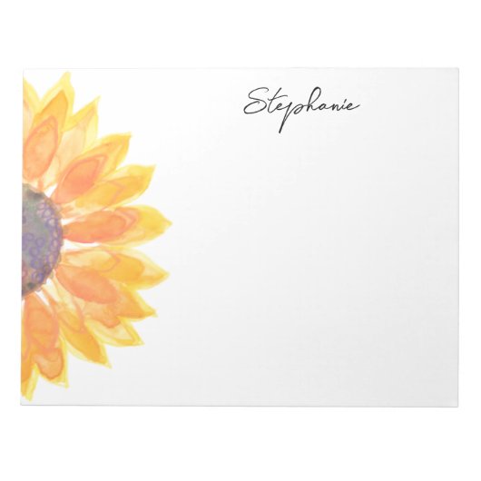 水パーソナライズされた色ひまわり ノートパッド (正面)