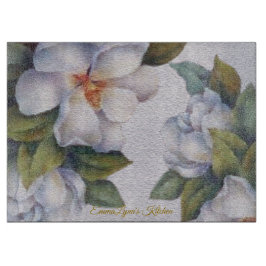 水パーソナライズされた色アイボリーマグノリア開花 カッティングボード