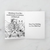 水パーソナライズされた色アニメガールキツネ誕生日 カード (内部)