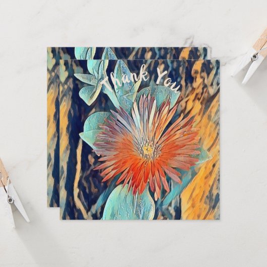 水パーソナライズされた色アートテーブルローズありがとう カード (正面/裏面インサイチュ)