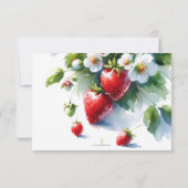 水パーソナライズされた色イチゴありがとう サンキューカード (裏面)