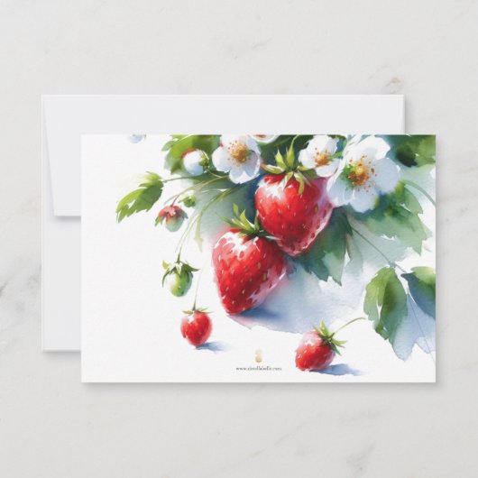 水パーソナライズされた色イチゴありがとう サンキューカード (裏面)