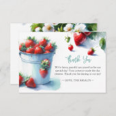 水パーソナライズされた色イチゴありがとう サンキューカード (正面/裏面)