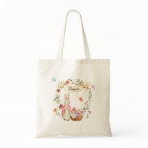 水パーソナライズされた色イースターバニーと花