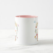 水パーソナライズされた色イースターバニーと花 マグカップ (中央)