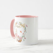 水パーソナライズされた色イースターバニーと花 マグカップ (正面左)