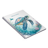 水パーソナライズされた色ウミガメ ノートブック (右側)