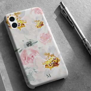 水パーソナライズされた色エアリーフローラアートモノグラム iPhone 16ケース