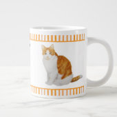 水パーソナライズされた色オレンジキャッストライプト ジャンボコーヒーマグカップ (右)