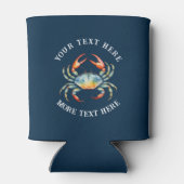 水パーソナライズされた色カニ夏ビーチ航海の 缶クーラー (裏面)