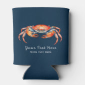 水パーソナライズされた色カニ夏ビーチ航海の 缶クーラー (裏面)