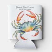 水パーソナライズされた色カニ夏ビーチ航海の 缶クーラー (裏面)