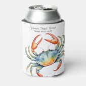 水パーソナライズされた色カニ夏ビーチ航海の 缶クーラー (缶裏面)