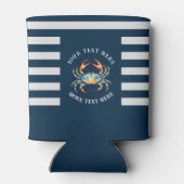 水パーソナライズされた色カニ夏ビーチ航海の 缶クーラー (裏面)