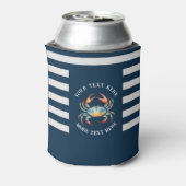 水パーソナライズされた色カニ夏ビーチ航海の 缶クーラー (缶裏面)