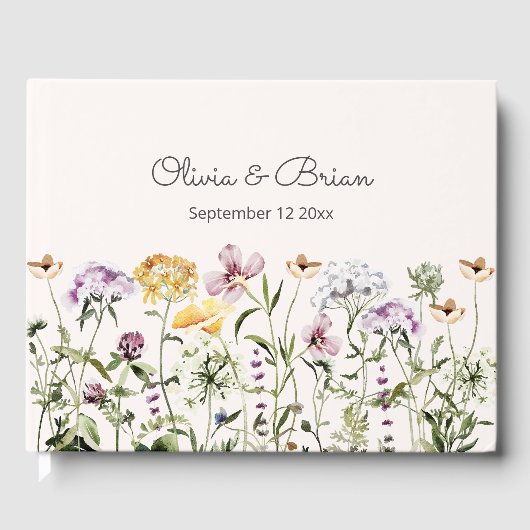 水パーソナライズされた色カラフル野花園 ゲストブック (正面)