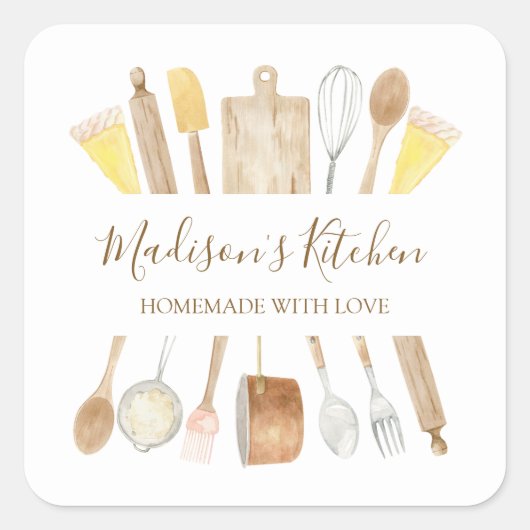 水パーソナライズされた色キッチン料理器具 スクエアシール (正面)