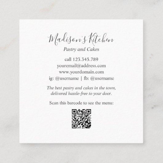 水パーソナライズされた色キッチン料理器具 スクエア名刺 (裏面)