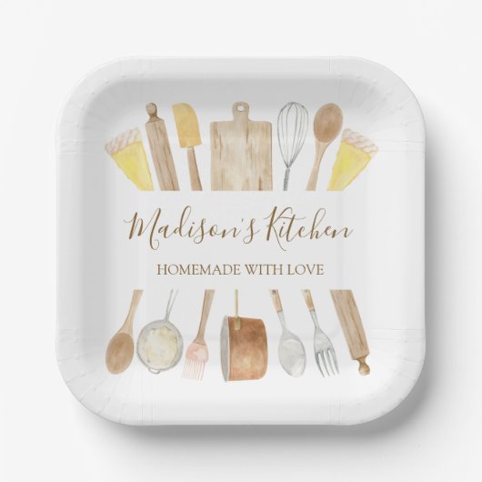 水パーソナライズされた色キッチン料理器具 ペーパープレート (正面)