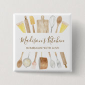 水パーソナライズされた色キッチン料理器具 缶バッジ (正面)