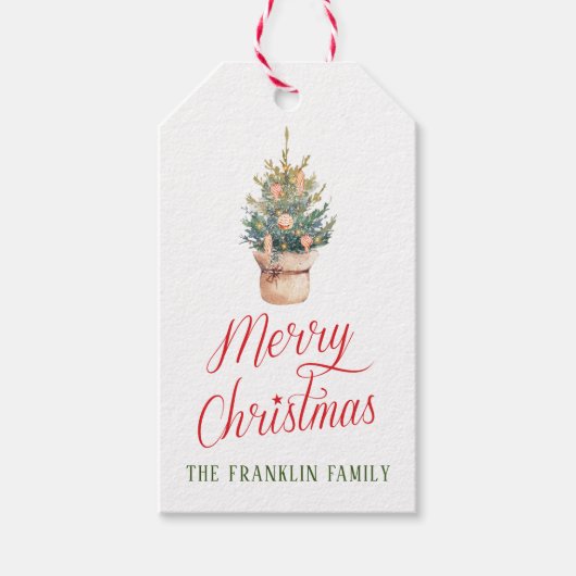 水パーソナライズされた色クリスマスツリーギフト ギフトタグ (正面)