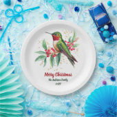 水パーソナライズされた色クリスマスハミングバード ペーパープレート (パーティー)