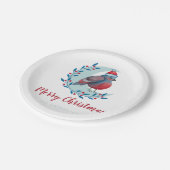 水パーソナライズされた色クリスマスバードオンムーン昼寝 ペーパープレート (アングル)