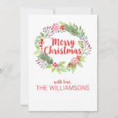 水パーソナライズされた色クリスマスリース写真 シーズンカード (正面)