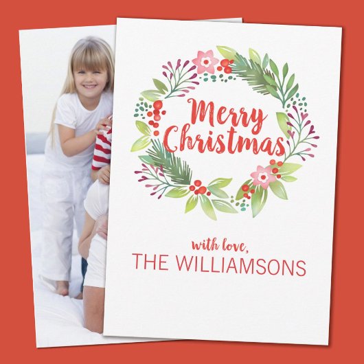 水パーソナライズされた色クリスマスリース写真 シーズンカード