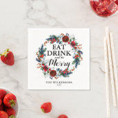 水パーソナライズされた色クリスマスリース スタンダードカクテルナプキン (インサイチュ)