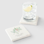 水パーソナライズされた色クリスマス植物好き ストーンコースター (横)