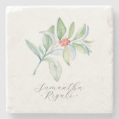 水パーソナライズされた色クリスマス植物好き ストーンコースター (正面)