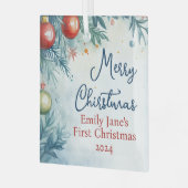 水パーソナライズされた色クリスマス ガラスオーナメント (正面左)