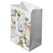 水パーソナライズされた色クリスマス ミディアムペーパーバッグ (裏面アングル)