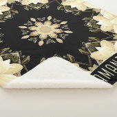 水パーソナライズされた色クリームと黒マンダラ シェルパブランケット (3/4)