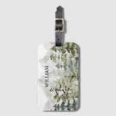 水パーソナライズされた色グリーンパイン森林山 ラゲッジタグ (正面縦)