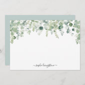 水パーソナライズされた色グリーンユーカリ葉  ノートカード (正面/裏面)