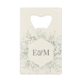水パーソナライズされた色グリーン結婚式の引き出物 クレジットカード栓抜き (正面)