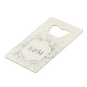 水パーソナライズされた色グリーン結婚式の引き出物 クレジットカード栓抜き (正面アングル)