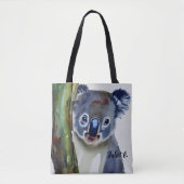 水パーソナライズされた色グレーコアラ トートバッグ (正面)