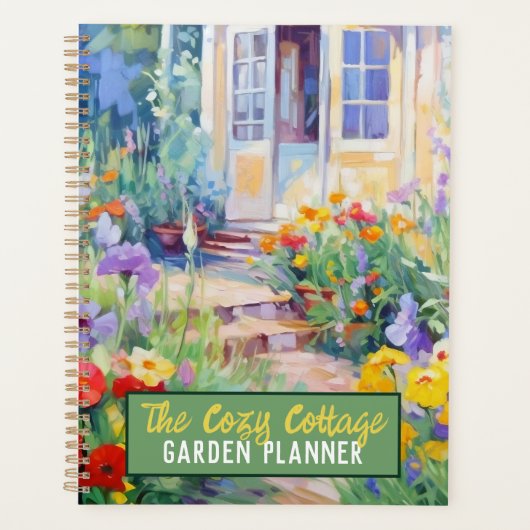 水パーソナライズされた色コテージガーデン プランナー手帳 (正面)
